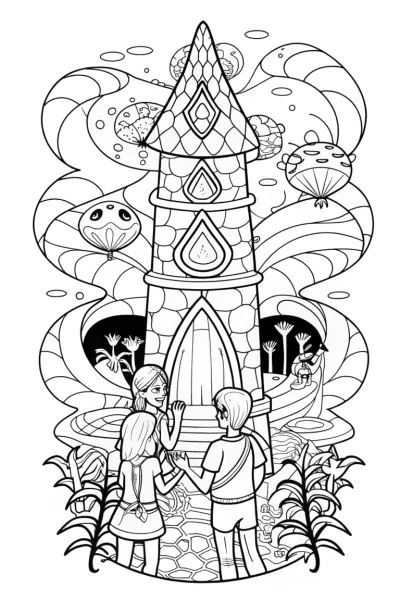 The Enchanted Tower of Champions Coloring Page