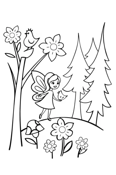 Fira the Fairy Feather Collector Coloring Page