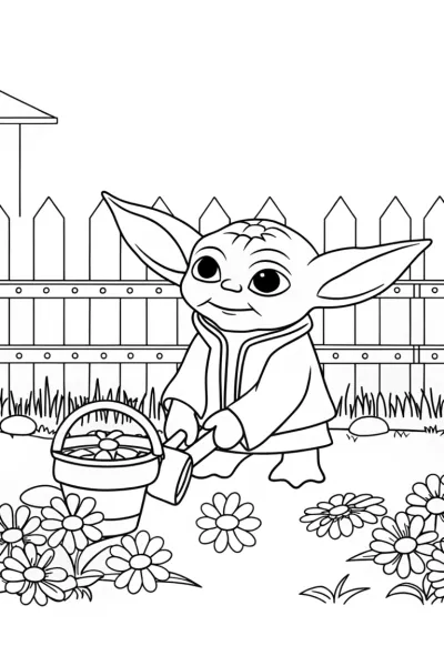 Baby Yoda tending his garden