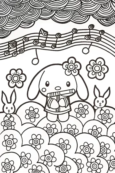 Cinnamoroll’s Cloudy Musical Adventure Coloring Page