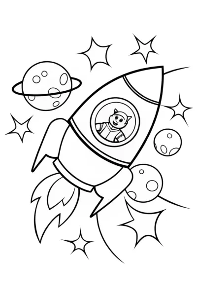 Luigi’s Rocket Ride Coloring Page