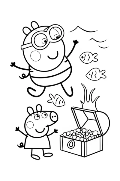 Peppa Pig’s Ocean Treasure Dive Coloring Page