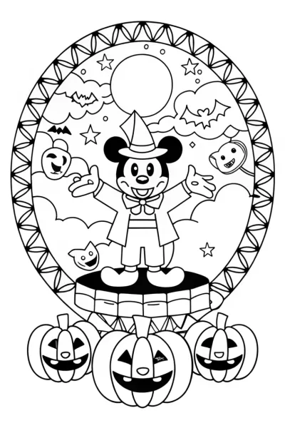 Mickey Mouse Halloween Magic Coloring Page