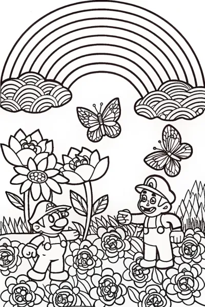 Mario and Luigi’s Garden Adventure Coloring Page