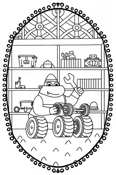 Bowser’s Wild Kart Workshop Coloring Page