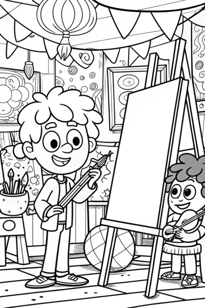 JJ’s Art Studio Coloring Page