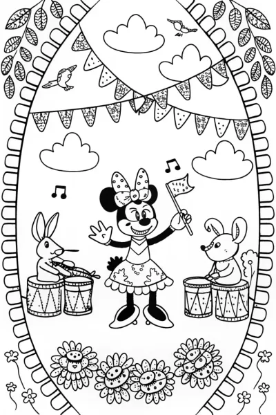 Minnie Mouse and the Magical Music Festival Coloring Page