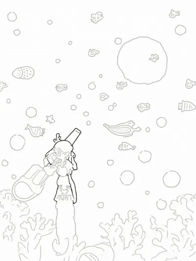 Mermaid astronomer charting stars