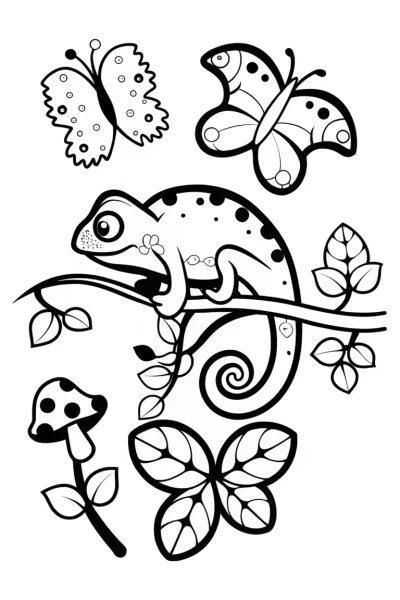 A Chameleon’s Colorful Adventure Coloring Page