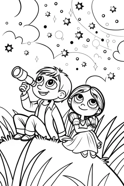 Mirabel and Antonio Starry Night Coloring Page