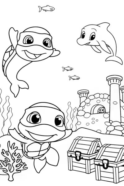 TMNT underwater exploration scene