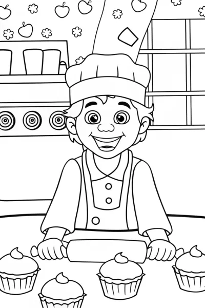Luigi’s Magical Bakery Adventure Coloring Page
