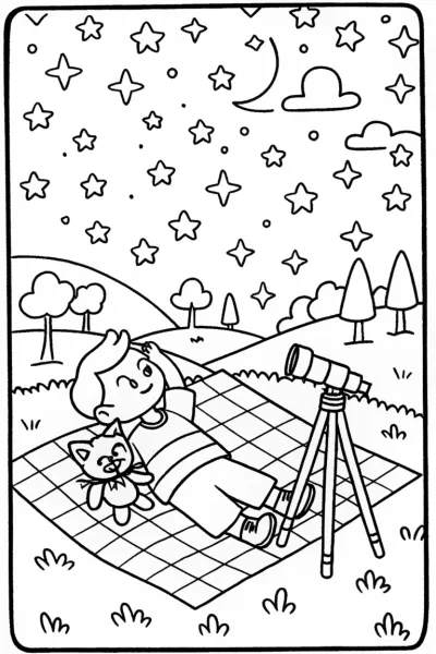Summer Star Gazer Coloring Page