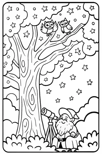 Gnome Stargazer Under the Ancient Oak