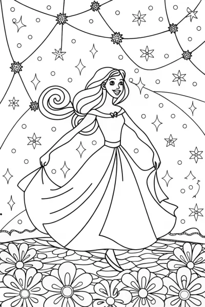 Jasmine’s Starry Dance Coloring Page