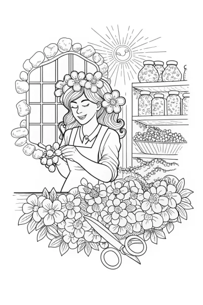 Jasmine’s Flower Crown Workshop Coloring Page