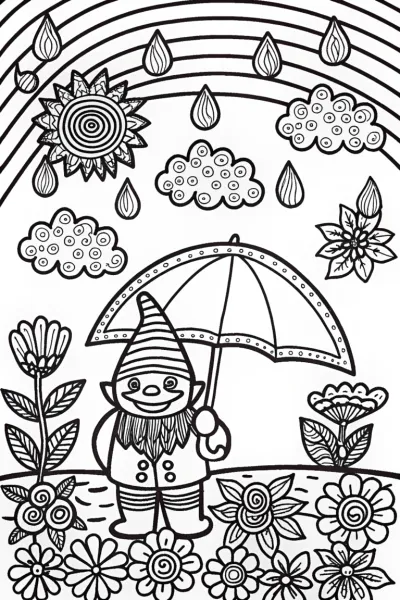 Gnome’s Enchanted Weather Garden Coloring Page