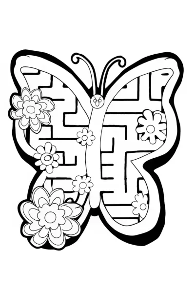 Butterfly’s Garden Labyrinth Coloring Page