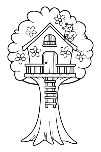 The Magical Treehouse Adventure Coloring Page