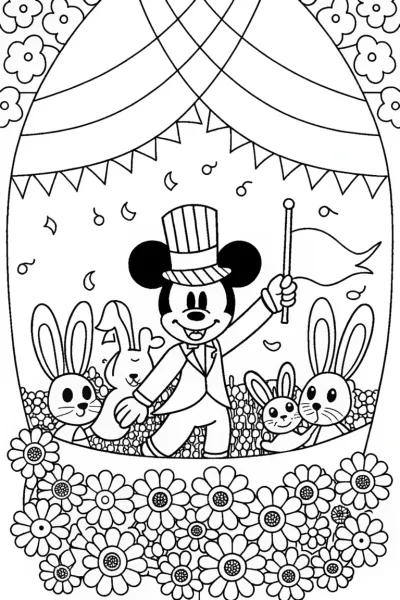 Mickey Mouse Magical Garden Parade Coloring Page