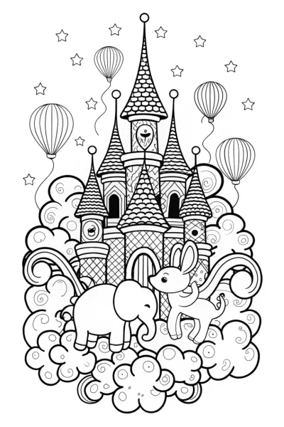 Adventure in the Cloud Castle Coloring Page