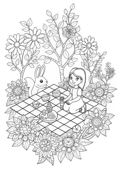 Jasmine’s Whimsical Tea Party Coloring Page