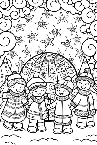 Christmas Around the World Coloring Page