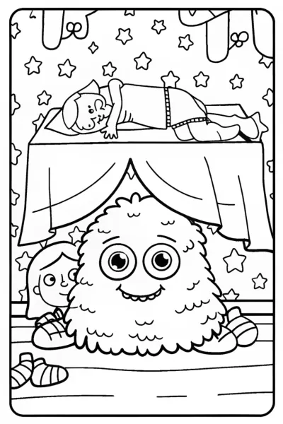 Monster Under the Bed Coloring Page