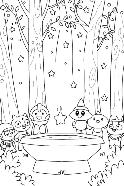 Mystic Gathering of Champions Coloring Page