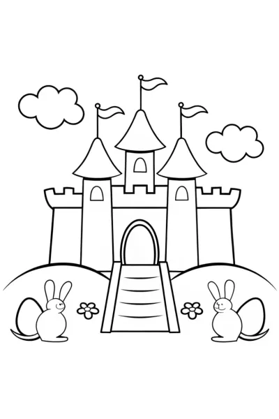 Easter Egg Castle Adventure Coloring Page