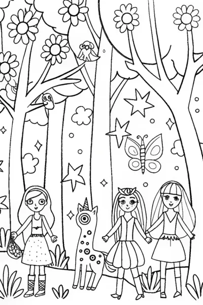 Bratz Dolls on a Magical Fashion Quest Coloring Page