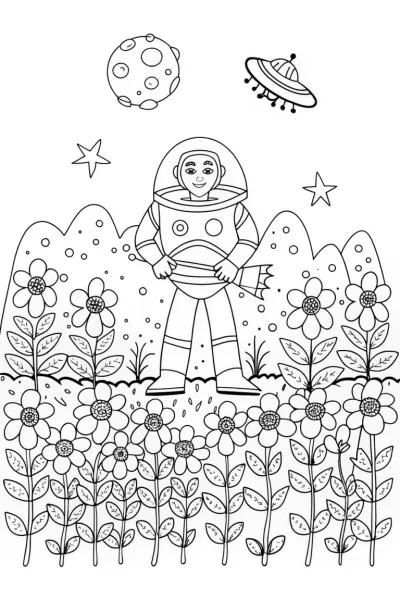 Buzz Lightyear’s Galactic Gardening Adventure Coloring Page