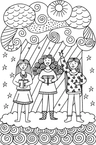 Rainbow High Students Crafting a Dreamy Sky