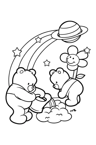 Care Bears gardening in space
