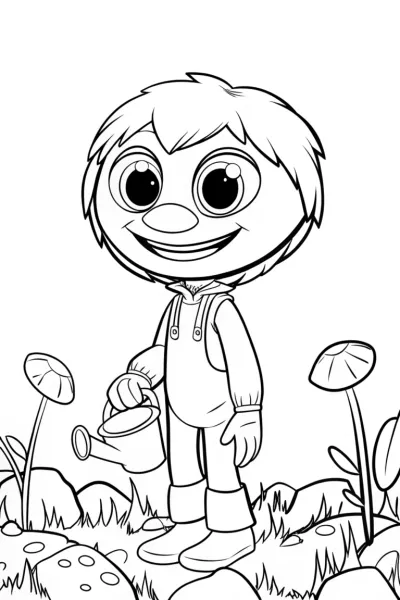 Huggy Wuggy gardening on an alien planet