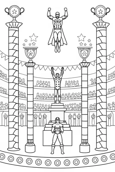Avengers in a Mythical Arena Coloring Page