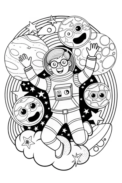 Blippi’s Magical Space Adventure Coloring Page