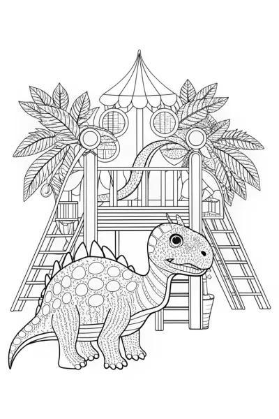 Dinosaur playground building scene