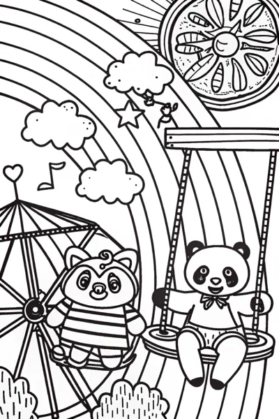 Rainbow Friends at the Starry Carnival Coloring Page