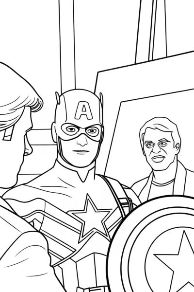 Captain America painting with artists