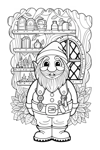 Gnome’s Enchanted Workshop Coloring Page