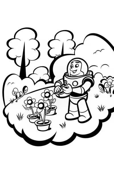Buzz Lightyear’s Garden Coloring Page