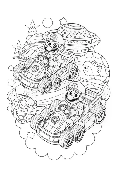 Mario and Luigi in space karts