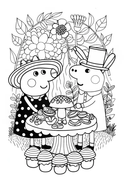 Peppa Pig’s Enchanted Tea Party Coloring Page