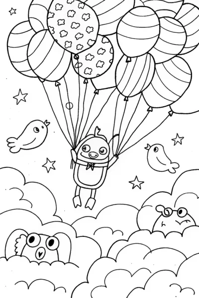 JJ’s Magical Balloon Adventure Coloring Page