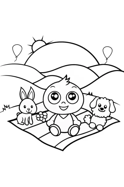 Baby’s Animal Parade Coloring Page