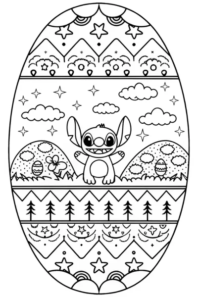 Stitch’s Magical Quilt Adventure Coloring Page