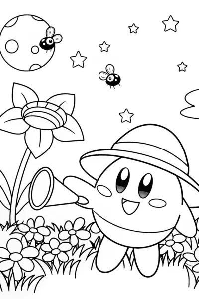 Kirby’s cosmic flower watering fun