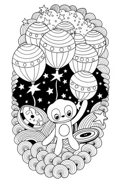 Huggy Wuggy’s Starry Space Adventure Coloring Page
