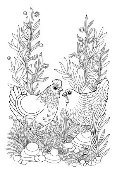 Chickens exploring underwater world